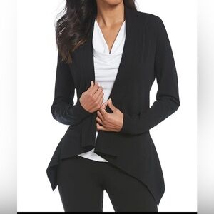 Calvin Klein Shawl Collar Long Sleeve Open Front Knit Cardigan, black, M